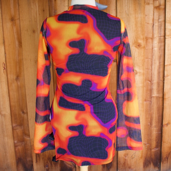 Poster Girl Heatmap Print Mesh Bodycon Cutout Mini Dress Size M - Picture 10 of 15